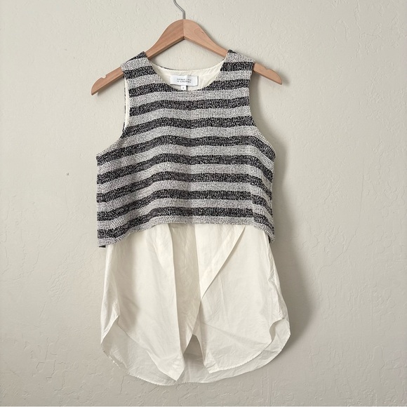 10 CROSBY DEREK LAM layered mixed media tank top - Picture 2 of 5